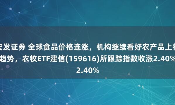 宏发证券 全球食品价格连涨，机构继续看好农产品上行趋势，农牧ETF建信(159616)所跟踪指数收涨2.40%